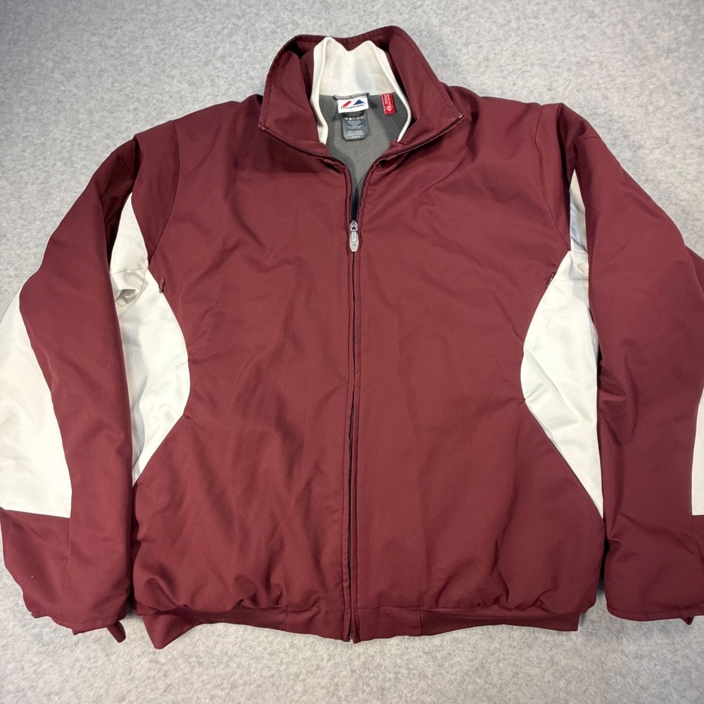 Majestic Therma Base Jacket Mens Medium Maroon White Full Zip Fleece Lined - Picture 2 of 8